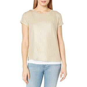 Majestic Filatures Tee Shirt Size 4 Large Gold Metallic Layered NWT